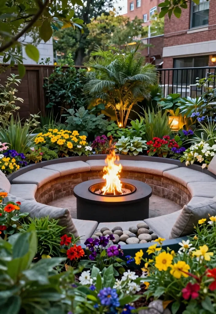 6 Heavy Duty Fire Pit Ring Ideas to Define Your Space 6. Fire Pit Ring with Planter Inserts 0