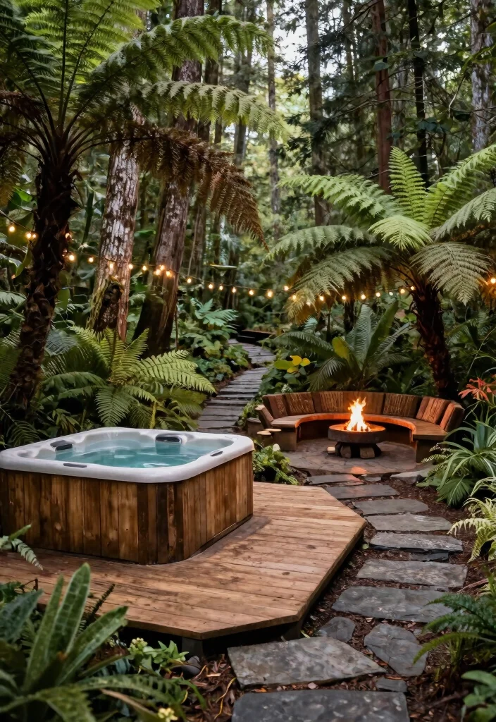 6 Rustic Wood Fired Hot Tub Garden Ideas for Eco Lovers 4. The Woodland Hideaway 0