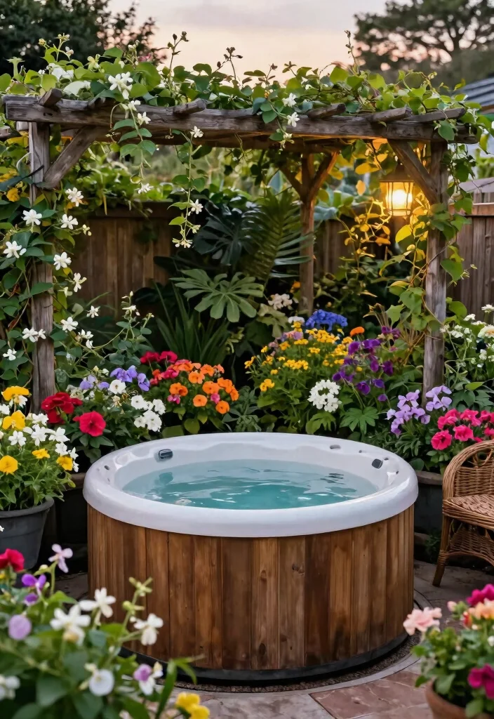 6 Rustic Wood Fired Hot Tub Garden Ideas for Eco Lovers 5. The Cottage Garden Spa 0