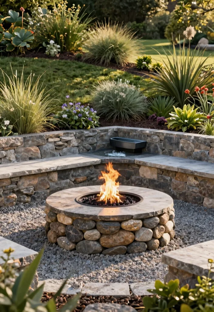 6 Smart Retaining Wall Fire Pit Ideas for Sloped Yards 4. Stone and Gravel Fire Pit Paradise 0