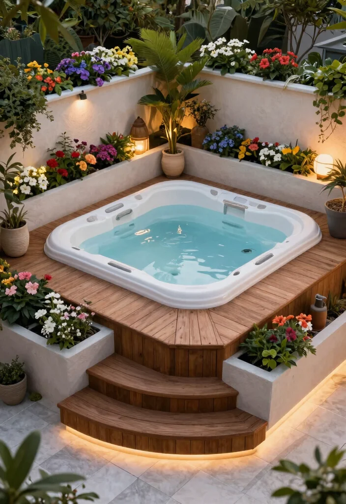 6 Space Efficient Hot Tub Corner Ideas for Small Decks 5. Elevated Decking 0