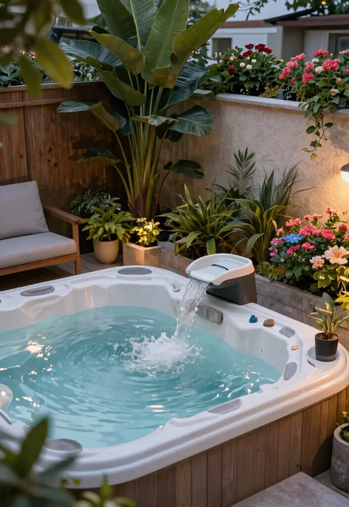 6 Space Efficient Hot Tub Corner Ideas for Small Decks 6. Water Features 0