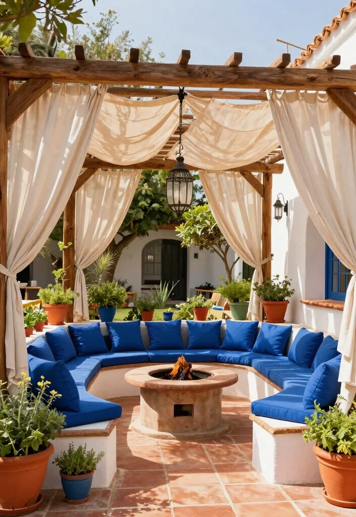 6 Stunning Pergola Fire Pit Ideas for All Weather Comfort 4. Mediterranean Vibes 0