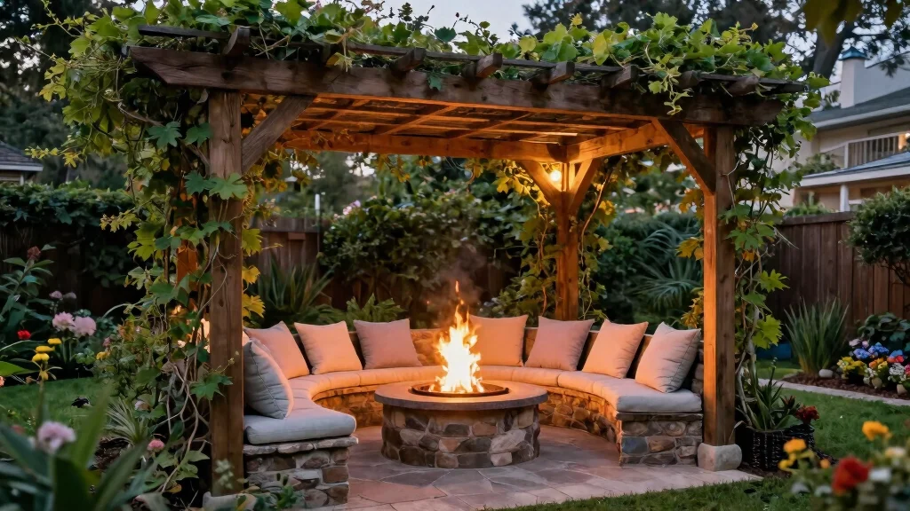 6 Stunning Pergola Fire Pit Ideas for All-Weather Comfort