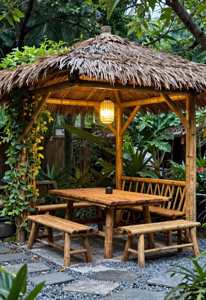 6 Tropical Bamboo Gazebo Ideas for a Beachy Vibe 3. Rustic Charm Blending Nature and Design 0