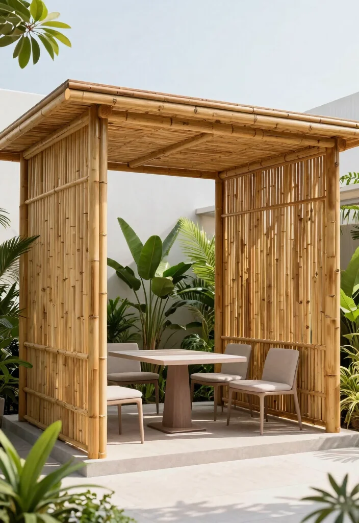 6 Tropical Bamboo Gazebo Ideas for a Beachy Vibe 4. Modern Minimalism Sleek and Stylish 0