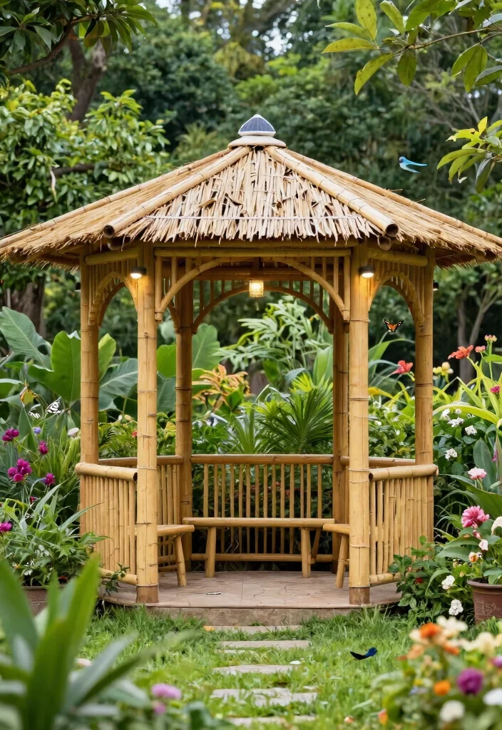 6 Tropical Bamboo Gazebo Ideas for a Beachy Vibe 6. Eco Friendly Retreat Sustainable Bamboo Design 0