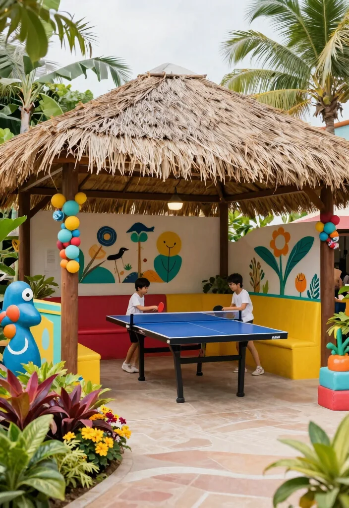 6 Tropical Thatched Gazebo Ideas for Resort Vibes 5. Family Fun Zone 0