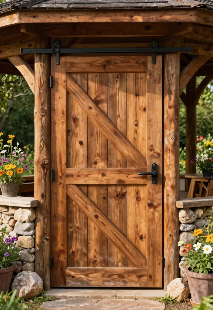 6 Unique Gazebo Entry Ideas From Screen to Sliding 2. Rustic Barn Doors A Touch of Farmhouse Charm 0