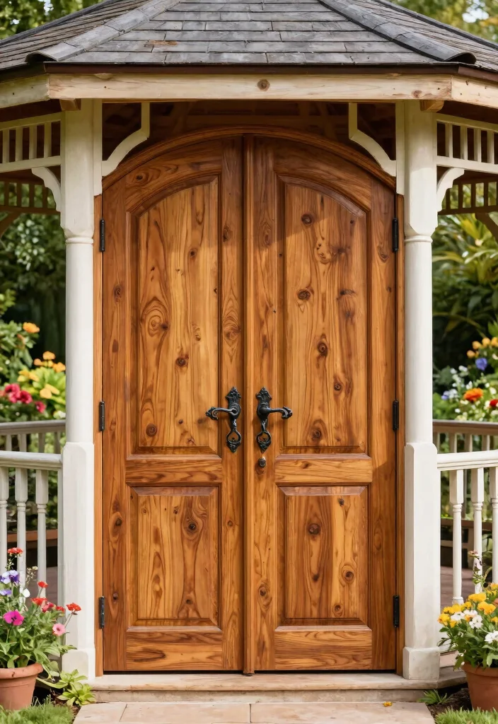 6 Unique Gazebo Entry Ideas From Screen to Sliding 5. Traditional Double Doors Timeless Elegance 0