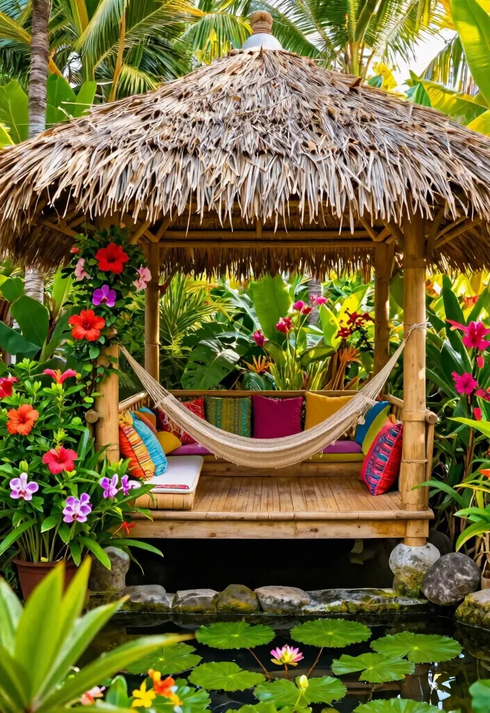 7 Beautiful Beach Gazebo Ideas for Coastal Homes 2. Tropical Oasis 0