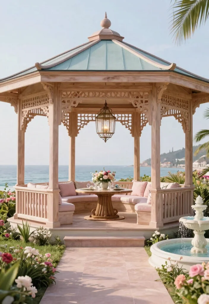 7 Beautiful Beach Gazebo Ideas for Coastal Homes 6. Elegant Pavilion 0