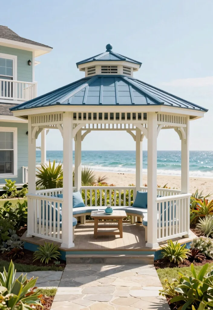 7 Beautiful Beach Gazebo Ideas for Coastal Homes 7. Beach House Blend 0