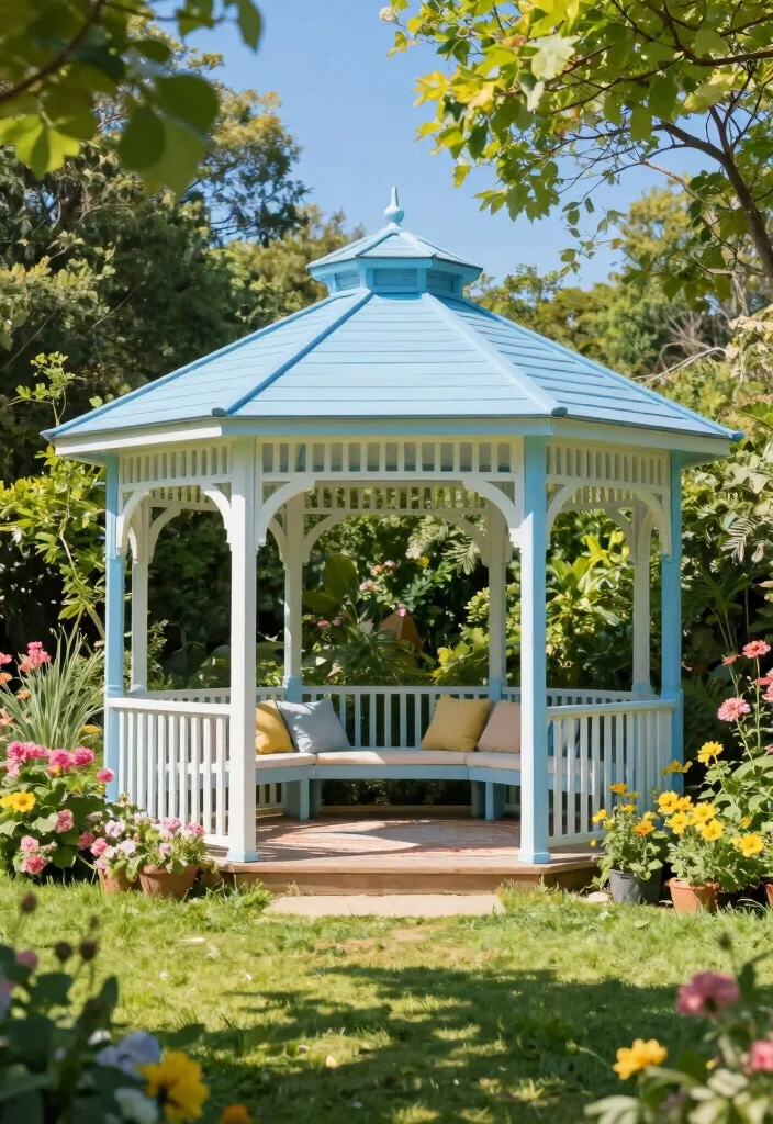 7 Best Gazebo Colors Ideas to Match Your Home Style 1. Serene Sky Blue 0