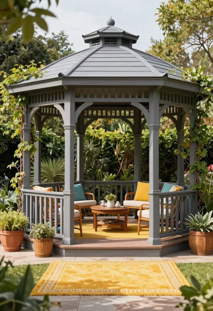 7 Best Gazebo Colors Ideas to Match Your Home Style 6. Classic Gray 0