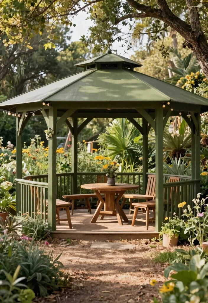 7 Best Gazebo Colors Ideas to Match Your Home Style 7. Earthy Olive Green 0