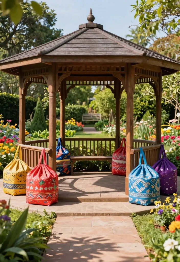 7 Best Gazebo Weights Ideas to Keep it From Flying 3. Decorative Weight Bags Style Meets Function 0