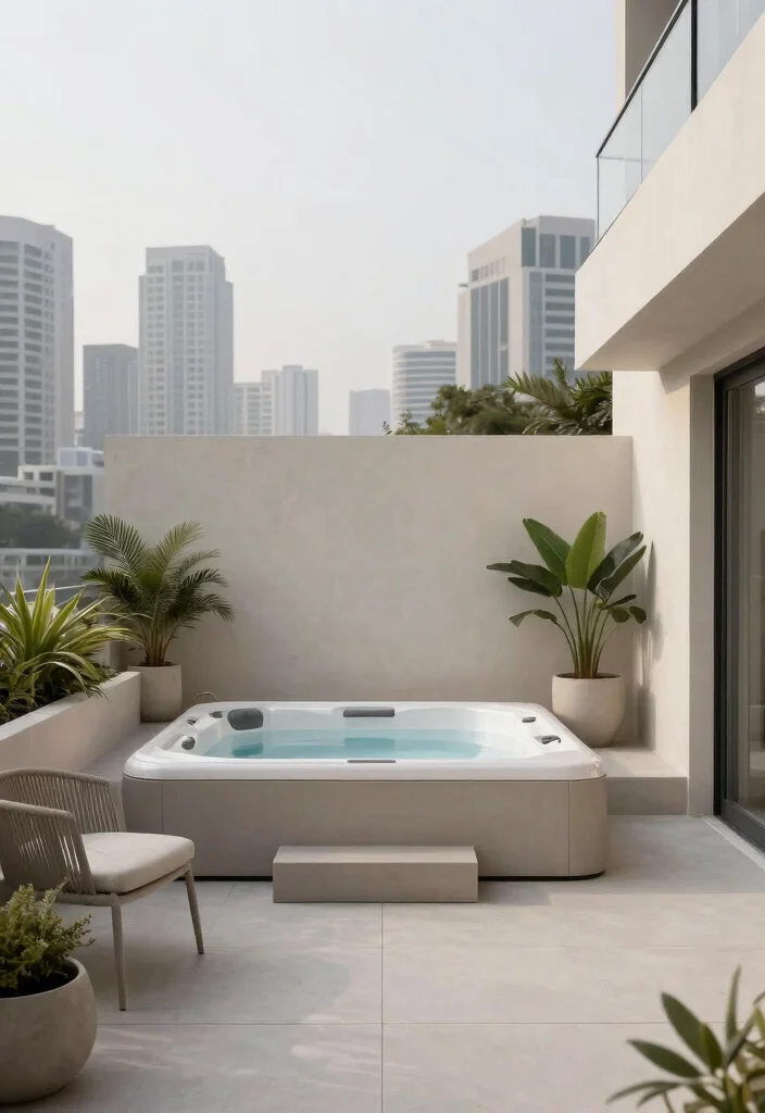 7 Compact Hot Tub Terrace Ideas for High Rise Homes 6. Minimalist Approach for Urban Spaces 0