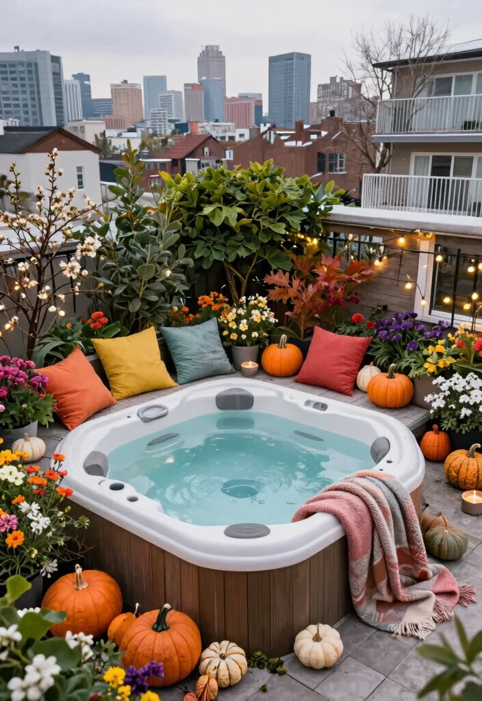 7 Compact Hot Tub Terrace Ideas for High Rise Homes 7. Seasonal Decor for Year Round Enjoyment 0