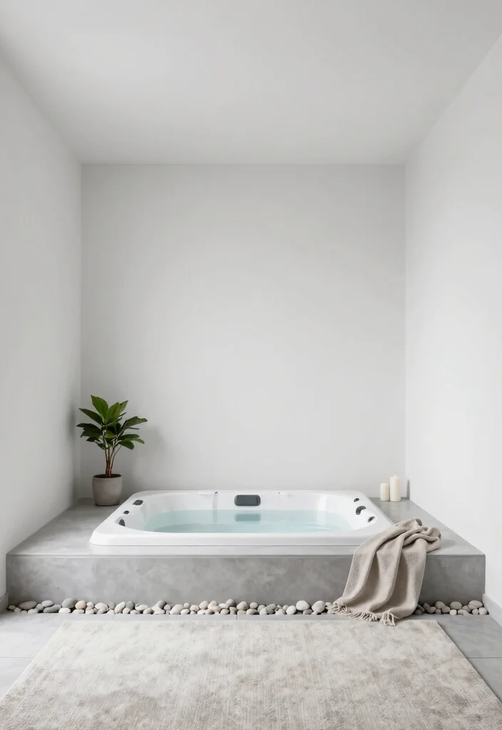 7 Cozy Indoor Hot Tub Room Ideas for Your Basement 12 7 Cozy Indoor Hot Tub Room Ideas for Your Basement 2. Minimalist Spa Retreat 0