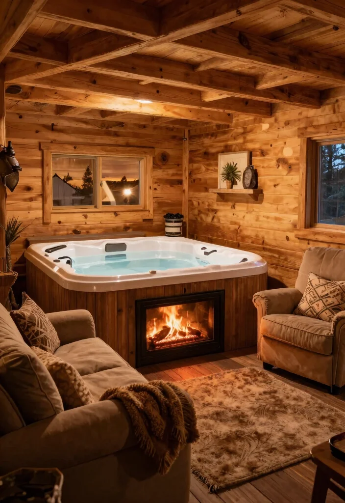 7 Cozy Indoor Hot Tub Room Ideas for Your Basement 57 7 Cozy Indoor Hot Tub Room Ideas for Your Basement 7. Cozy Cabin Vibes 0