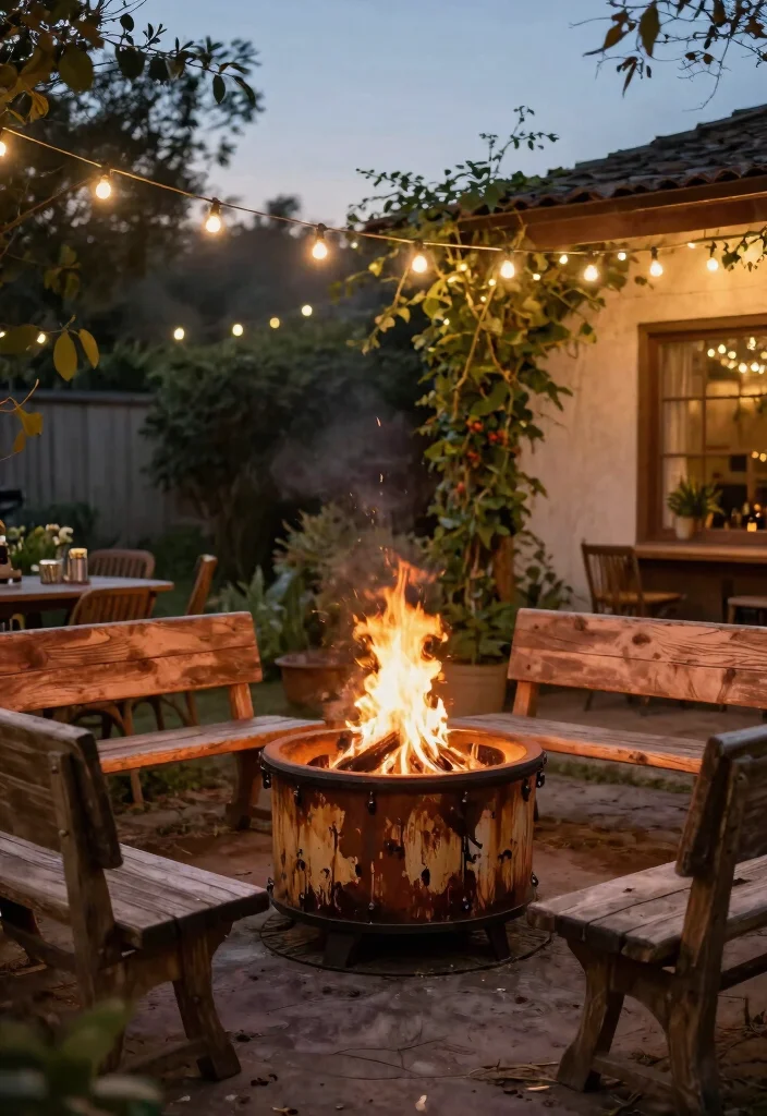 7 Durable Metal Fire Pit Ideas for Industrial Style Patios 2. Vintage Drum Fire Pit 0