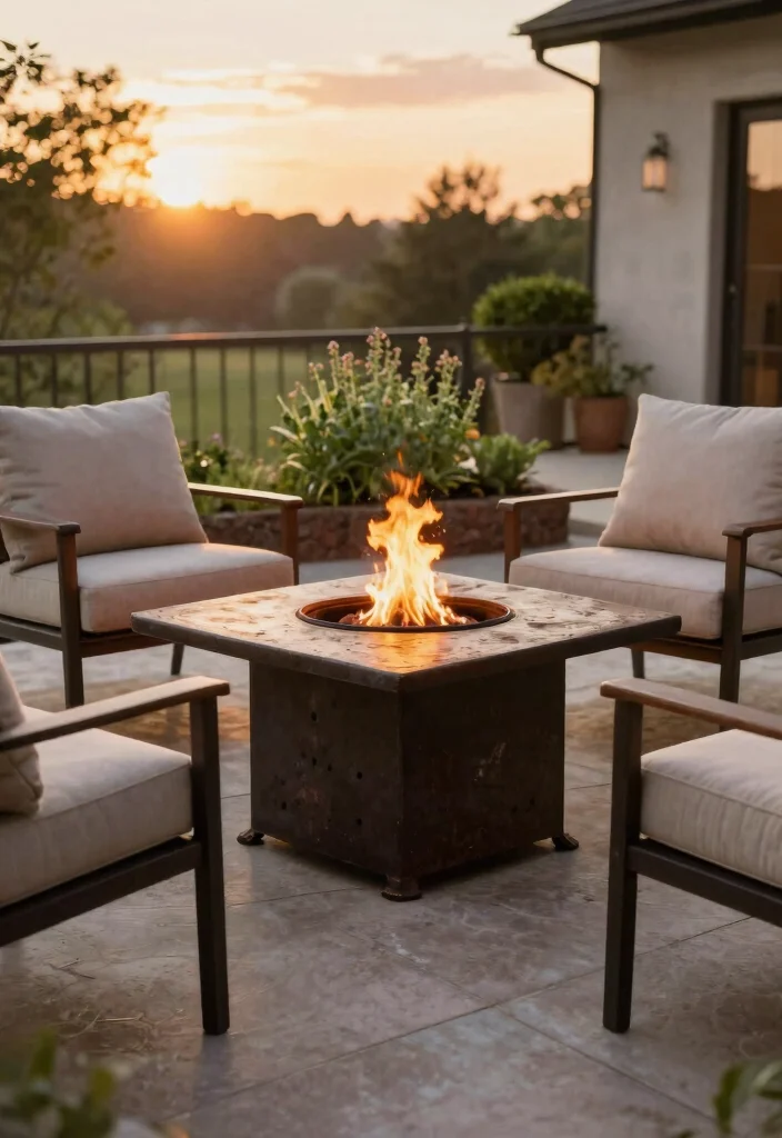 7 Durable Metal Fire Pit Ideas for Industrial Style Patios 5. Rustic Metal Fire Pit Table 0