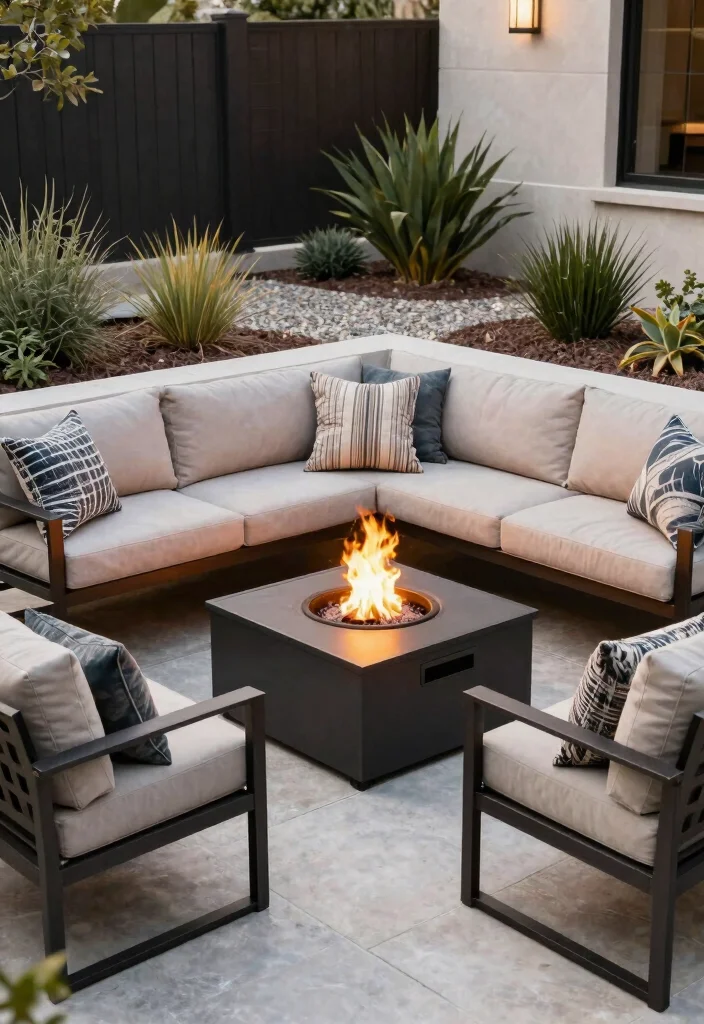 7 Durable Metal Fire Pit Ideas for Industrial Style Patios 7. Fire Pit with Built In Seating 0