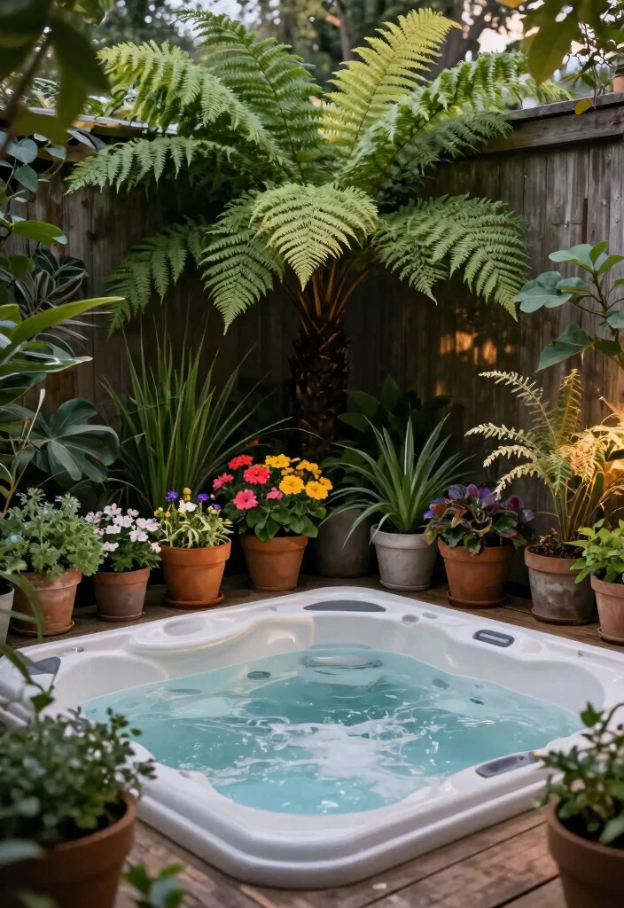 7 Easiest Plug and Play Hot Tub Ideas for Beginners 1. Cozy Nook with Potted Plants 0