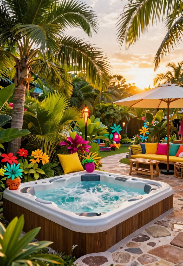 7 Easiest Plug and Play Hot Tub Ideas for Beginners 5. Tropical Oasis Setup 0