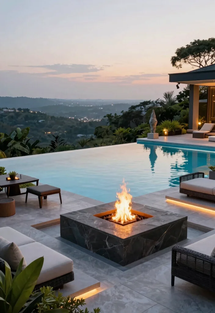 7 Epic Pool and Fire Pit Ideas for Your Private Resort 1. The Infinity Pool with Integrated Fire Pit 0