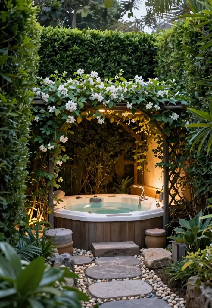 7 Expert Hot Tub Positioning Ideas for Better Flow 12 7 Expert Hot Tub Positioning Ideas for Better Flow 2. Create a Private Retreat 0
