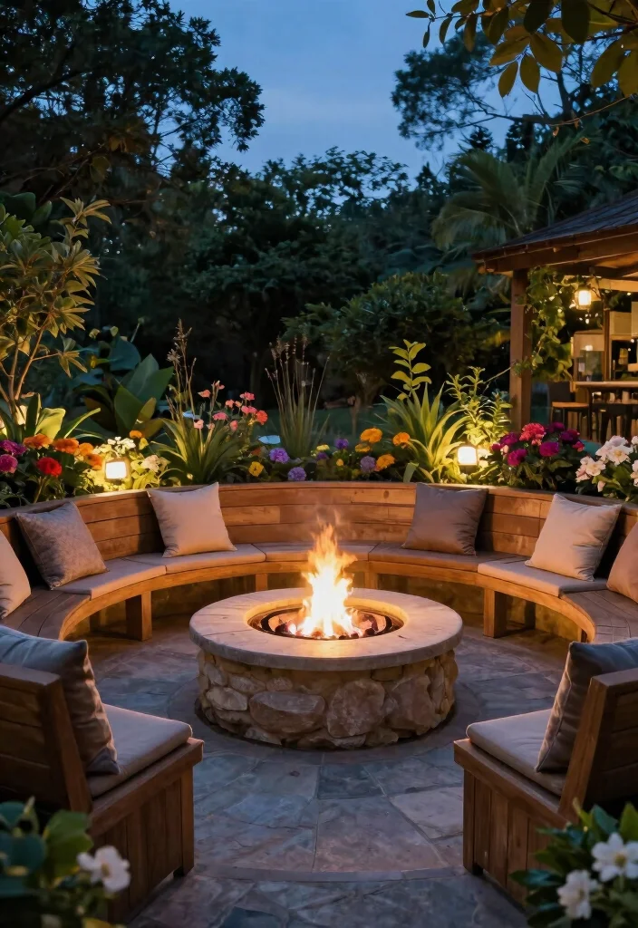 7 High End Sunken Fire Pit Ideas for a Resort Style Feel 1. The Circular Oasis 0