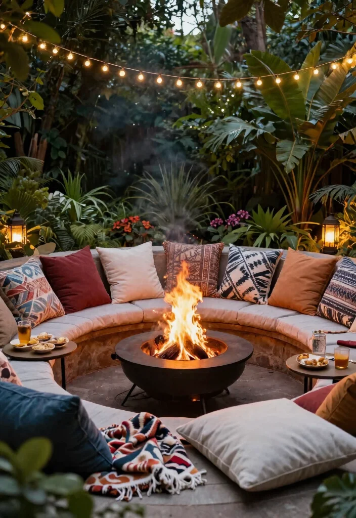 7 High End Sunken Fire Pit Ideas for a Resort Style Feel 6. Cozy Surroundings with Blankets 0