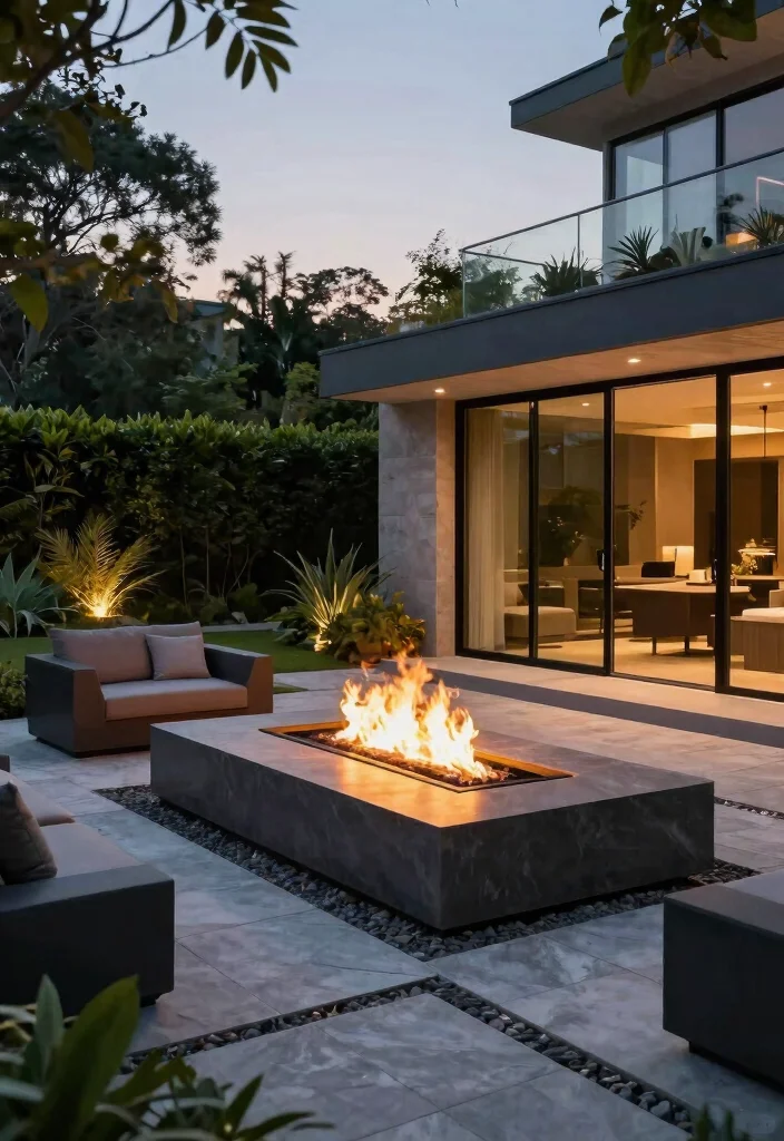 7 High End Sunken Fire Pit Ideas for a Resort Style Feel 7. Architectural Fire Pit Features 0