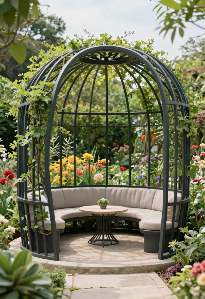 7 Modern Steel Gazebo Ideas for All Season Protection 4. Curved Steel Gazebo for a Unique Touch 0