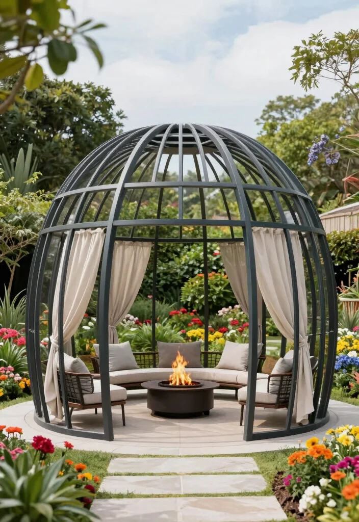 7 Modern Steel Gazebo Ideas for All Season Protection 5. Dome Shaped Steel Gazebo 0