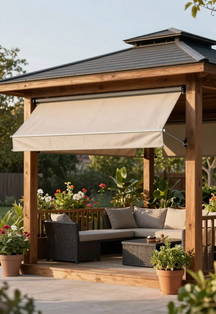 7 Practical Gazebo Shade Ideas to Beat the Sun 3. Retractable Sun Shades 0