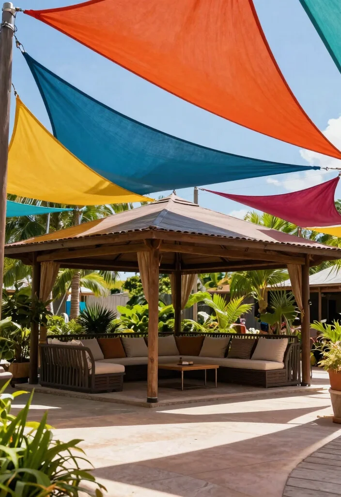 7 Practical Gazebo Shade Ideas to Beat the Sun 5. Shade Sails 0
