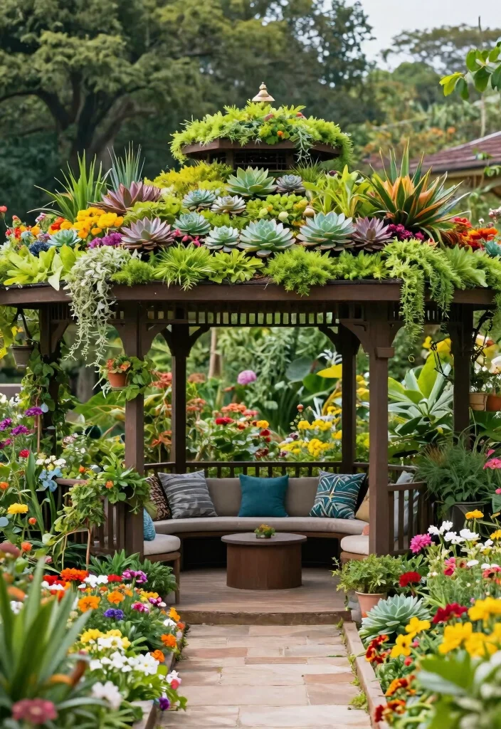 7 Practical Gazebo Shade Ideas to Beat the Sun 6. Green Roof Gazebo 0