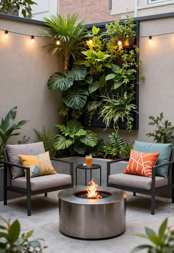 7 Relaxing Backyard Fire Pit Ideas with Cozy Lounge Areas 1. Compact Corner Retreat 0