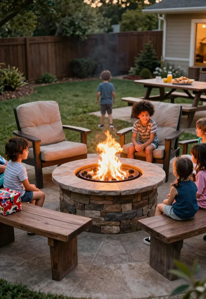 7 Relaxing Backyard Fire Pit Ideas with Cozy Lounge Areas 6. Family Friendly Gathering Spot 0