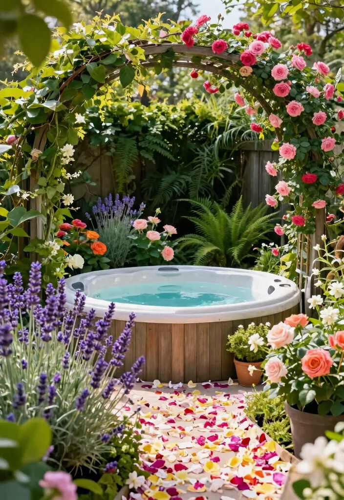 7 Romantic Hot Tub Ideas for the Perfect Date Night 1. Flower Filled Oasis 0