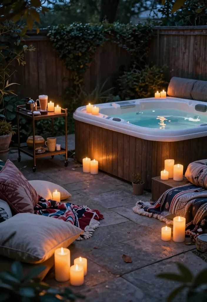 7 Romantic Hot Tub Ideas for the Perfect Date Night 5. Cozy Candlelight 0