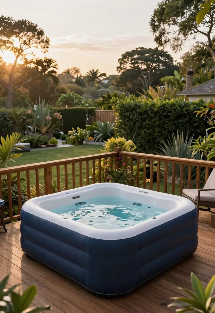 7 Safe Inflatable Hot Tub Deck Ideas for Stability 35 7 Safe Inflatable Hot Tub Deck Ideas for Stability 5. Raised Deck for a Garden Escape 0