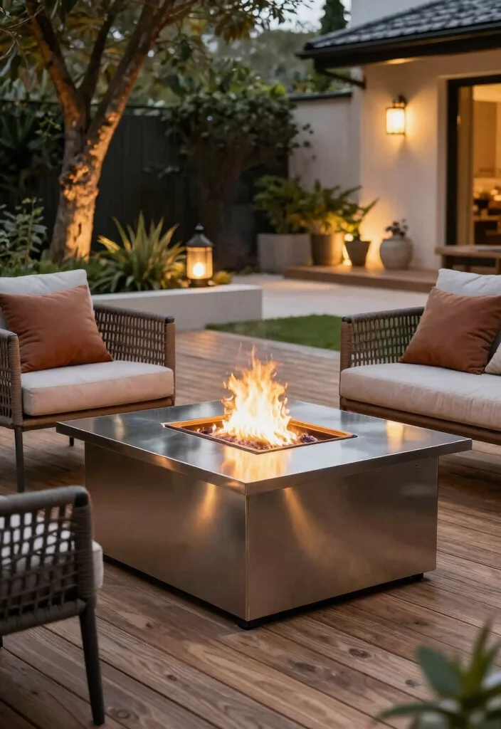 7 Sleek Square Fire Pit Ideas for a Modern Backyard 2. Elegant Steel Square Fire Pit 0