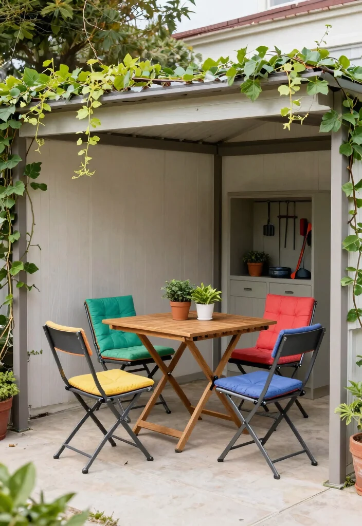 7 Space Saving Lean To Pavilion Ideas for Small Patios 2. Foldable Furniture Comfort Meets Flexibility 0