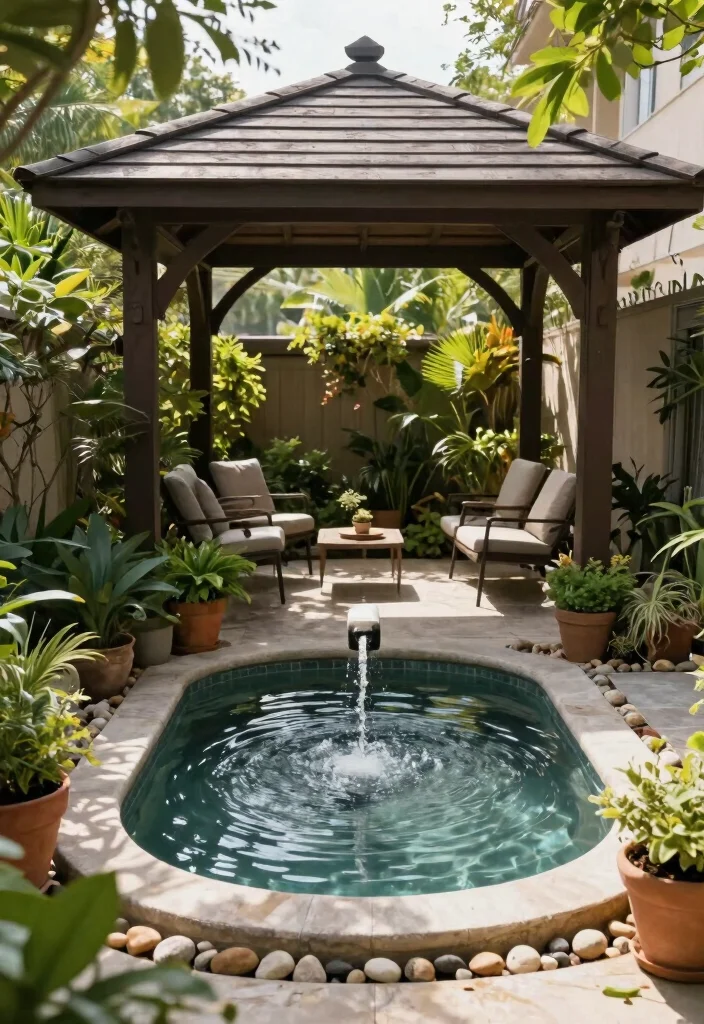 7 Space Saving Lean To Pavilion Ideas for Small Patios 6. Compact Water Features A Soothing Touch 0