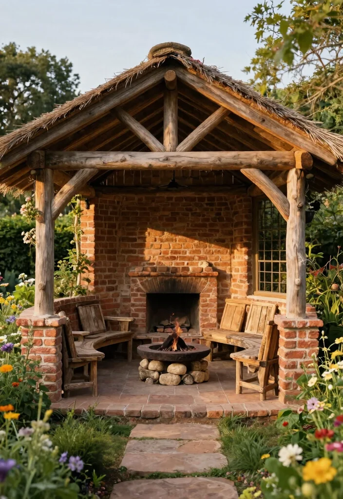 7 Sturdy Brick Gazebo Ideas That Last a Lifetime 2. Rustic Brick and Wood Gazebo 0