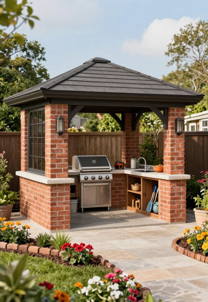 7 Sturdy Brick Gazebo Ideas That Last a Lifetime 6. Multi Functional Brick Gazebo 0